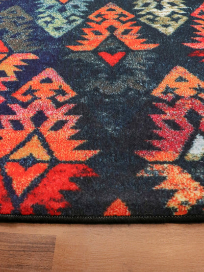 Multi Color Motif Print Rug