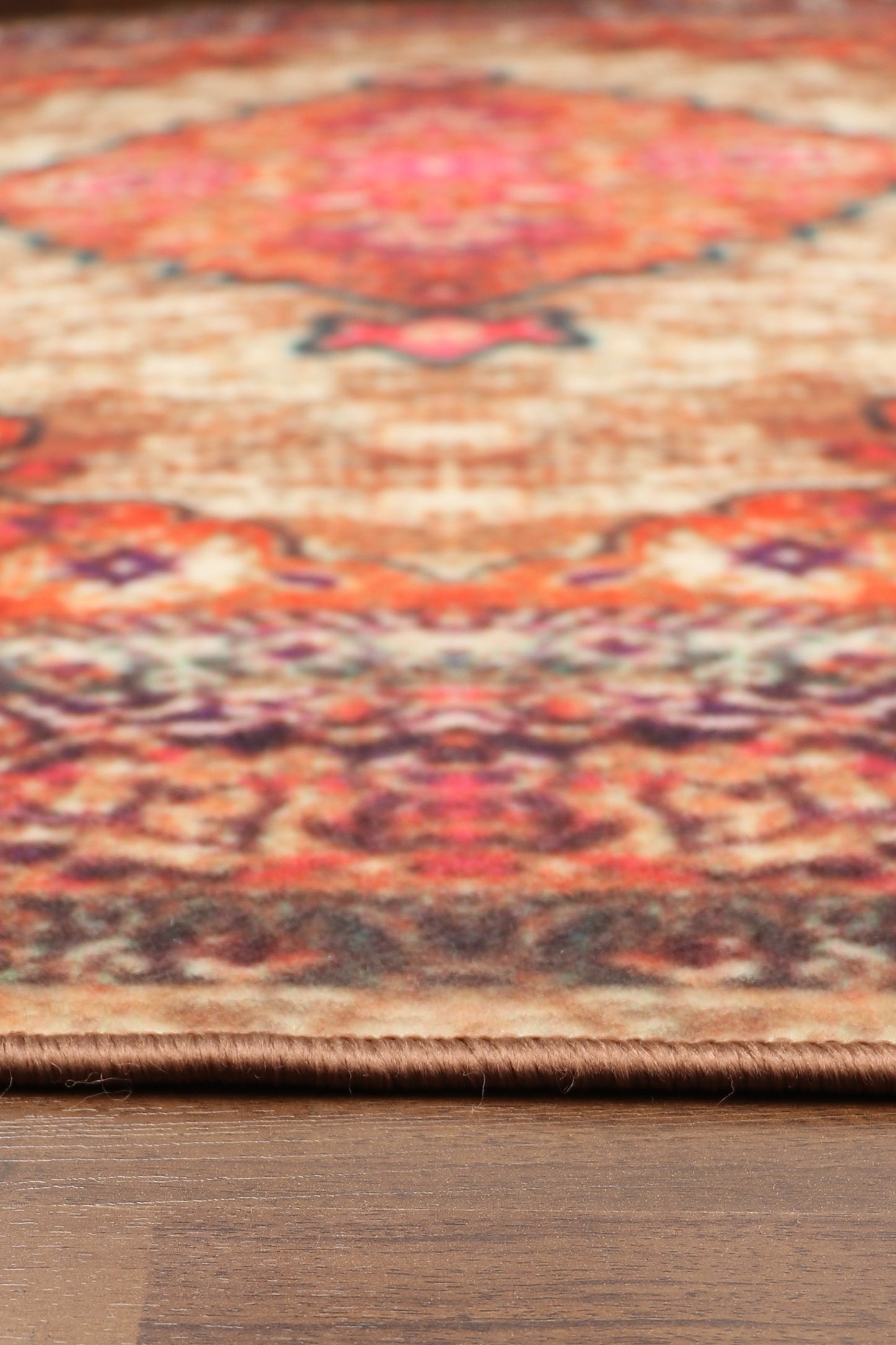 Red With Multi Color Medallion Print Rug