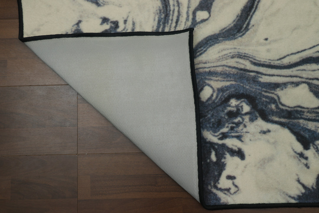 Multi Color Abstract Print Rectangle Non Woven Rug with Non Slip TPR Backing For Everyday Use
