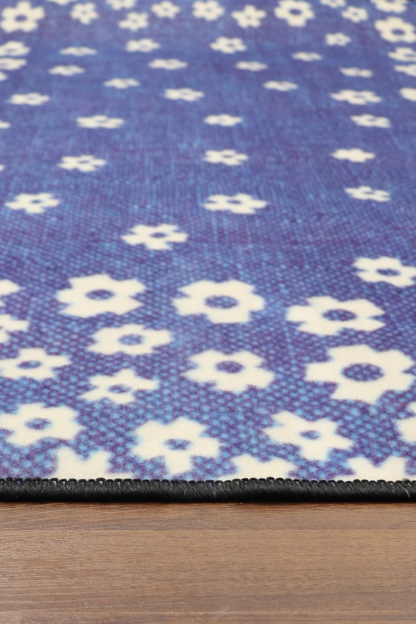 Purple With Beige Floral Print Rug