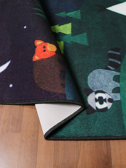 Multi Color Night Scenery Drawing Print Rug