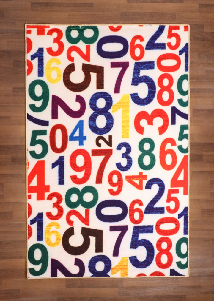 Multi Color Kids Numbers Print Rug