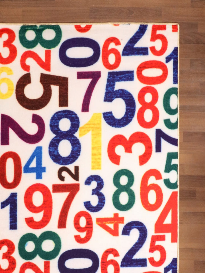 Multi Color Kids Numbers Print Rug