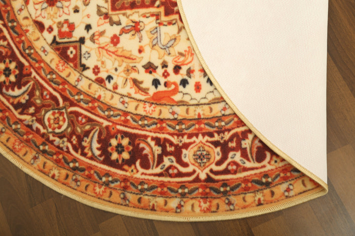 Multi Color Geometrical Print Round Non Woven Rug with Non Slip TPR Backing For Everyday Use
