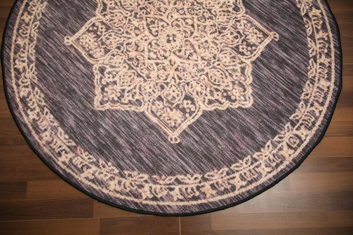 Multicolor Geometrical Print Round Non Woven Rug with Non Slip TPR Backing For Everyday Use
