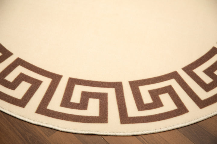 Beige with Brown Color Print Rug