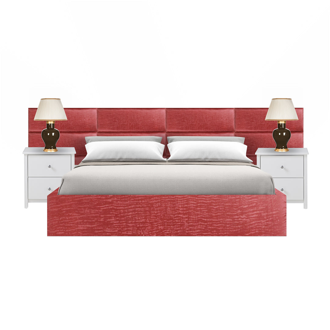 Rose Red Padded Bed Heads - Esra Layout - Decorative and Soft Bed Heads