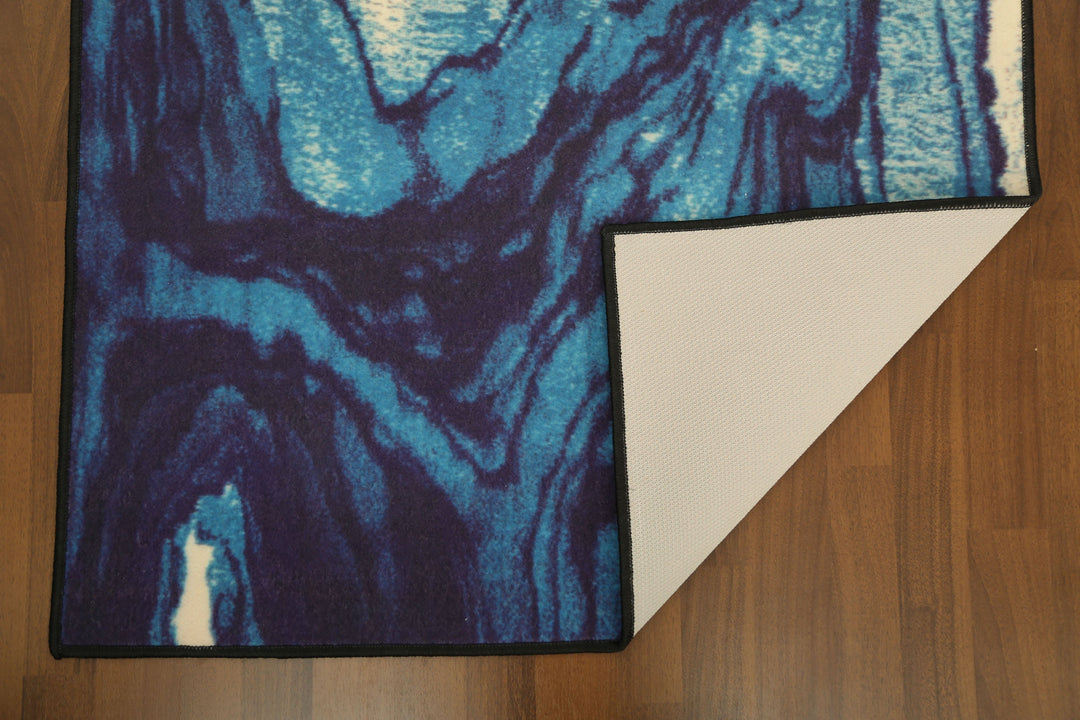 Modern Aqua Abstract Print Runner