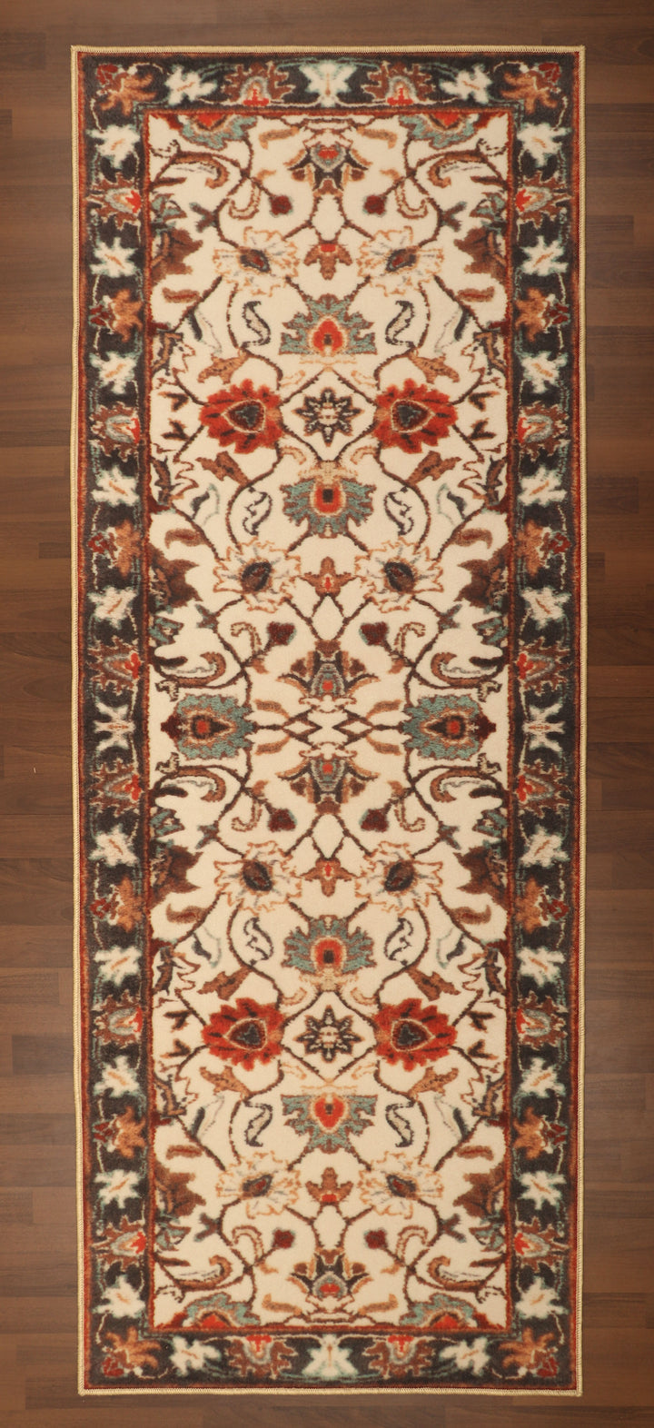 Beige with Multi Color Floral Print Runner