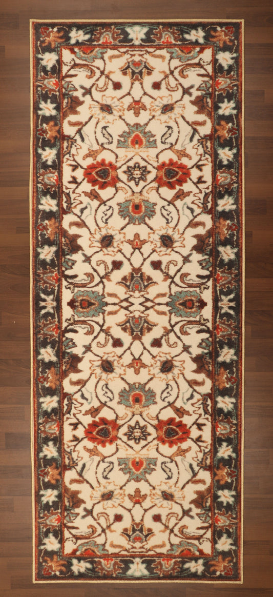 Beige with Multi Color Floral Print Runner
