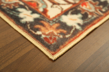 Beige with Multi Color Floral Print Runner