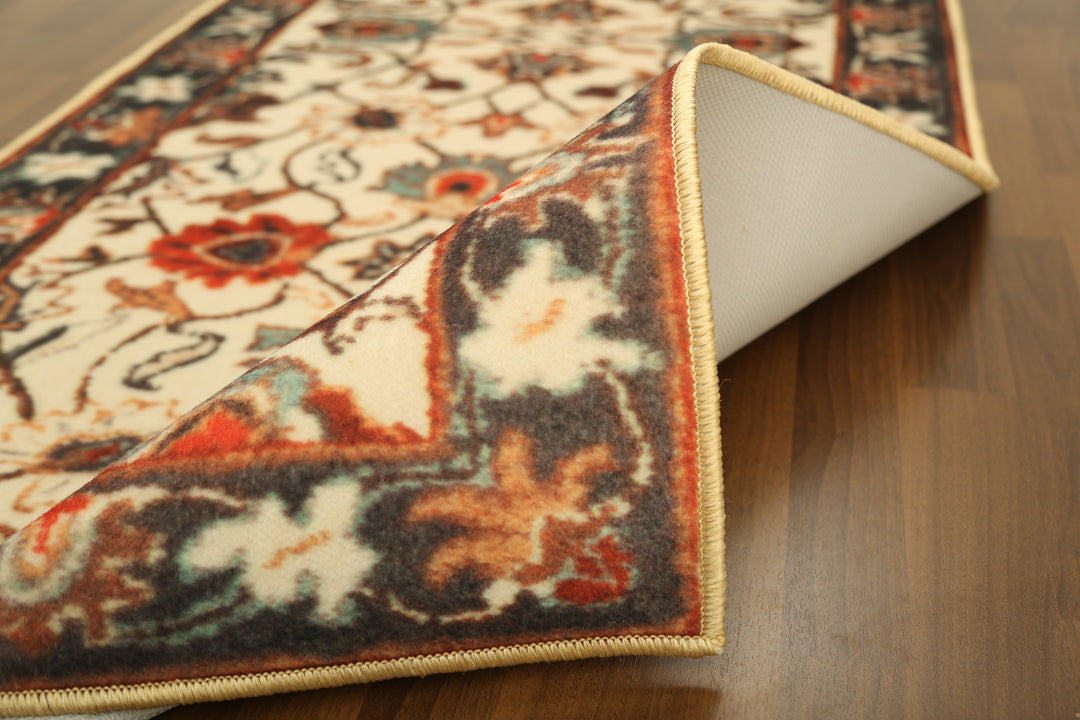 Beige with Multi Color Floral Print Runner