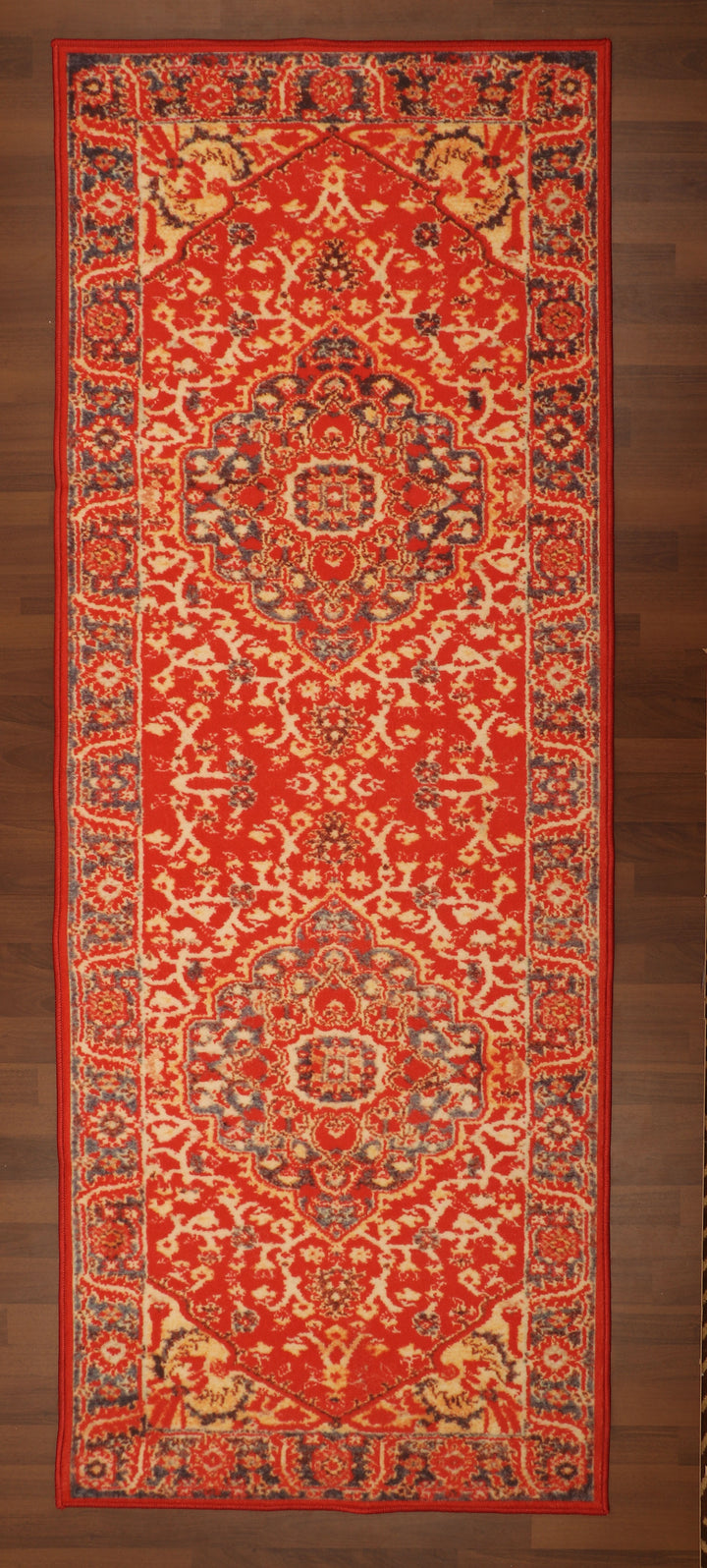 Red And Beige Floral Print Runner
