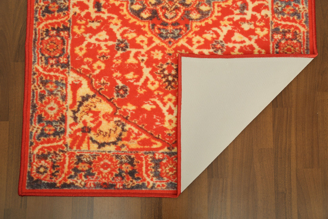 Red And Beige Floral Print Runner