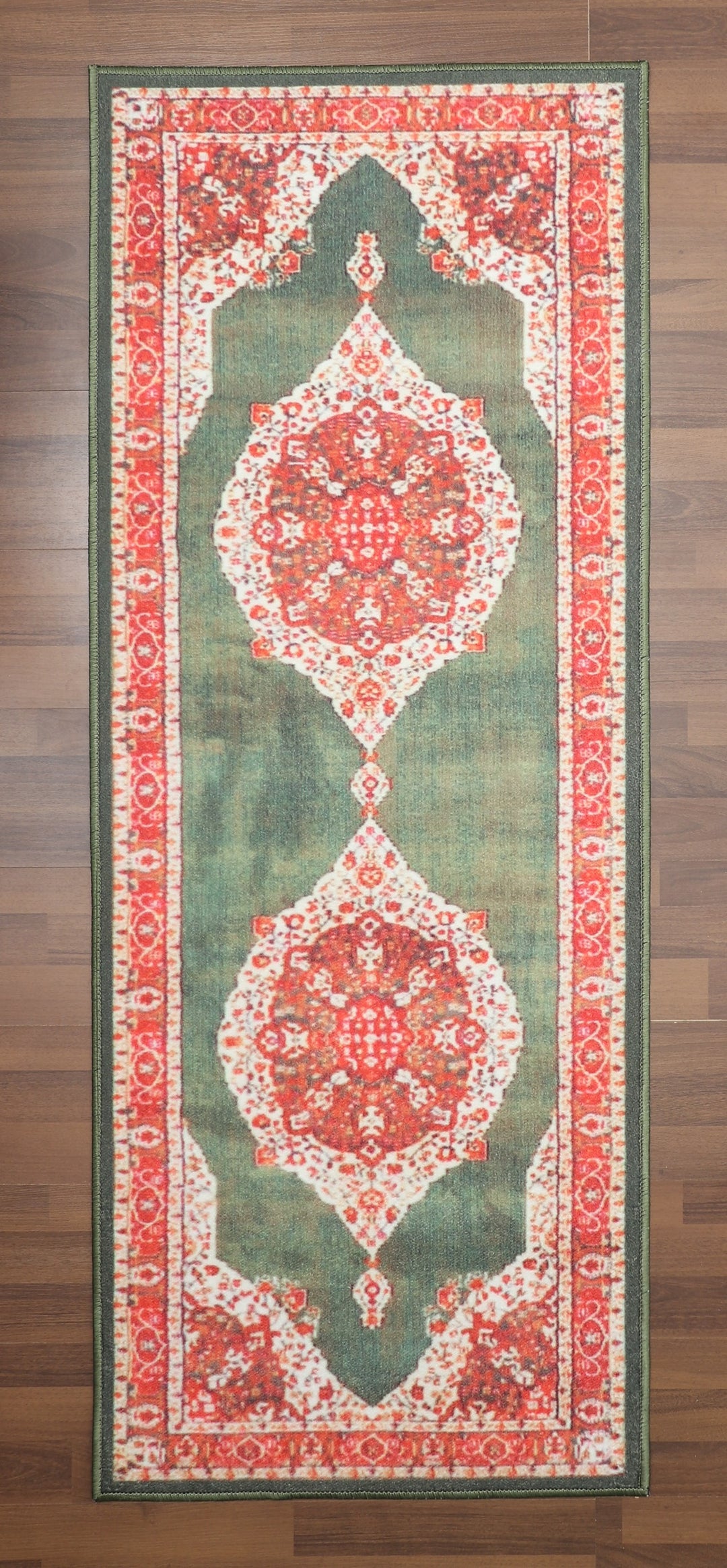 Red And Green Floral Print Runner