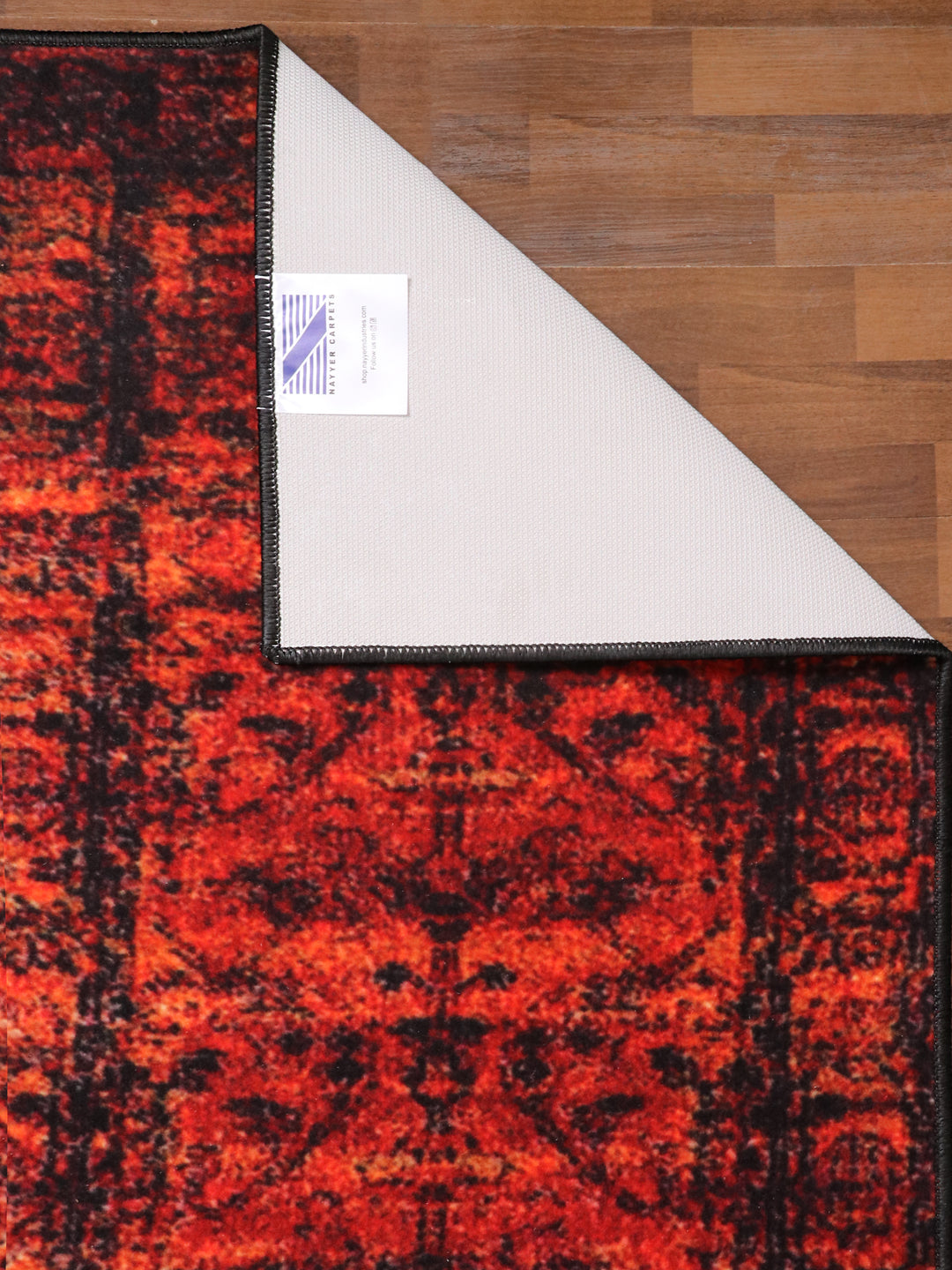 Rusty Red With Black Color Geometric Print Runner