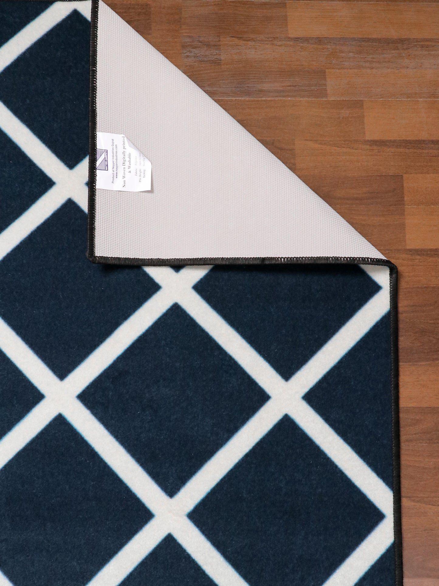 Blue With Beige Color Criss Cross Print Runner