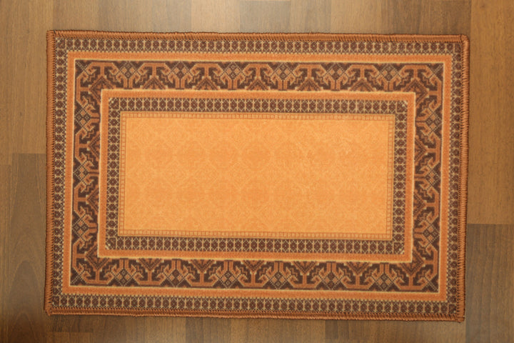 Brown & Beige Geometric Print Non Woven Door Mat with Anti Slip TPR Backing For Everyday Use