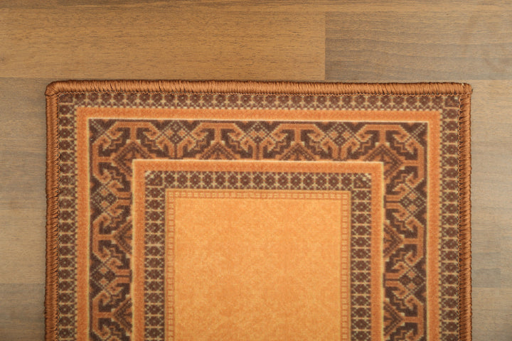 Brown & Beige Geometric Print Non Woven Door Mat with Anti Slip TPR Backing For Everyday Use