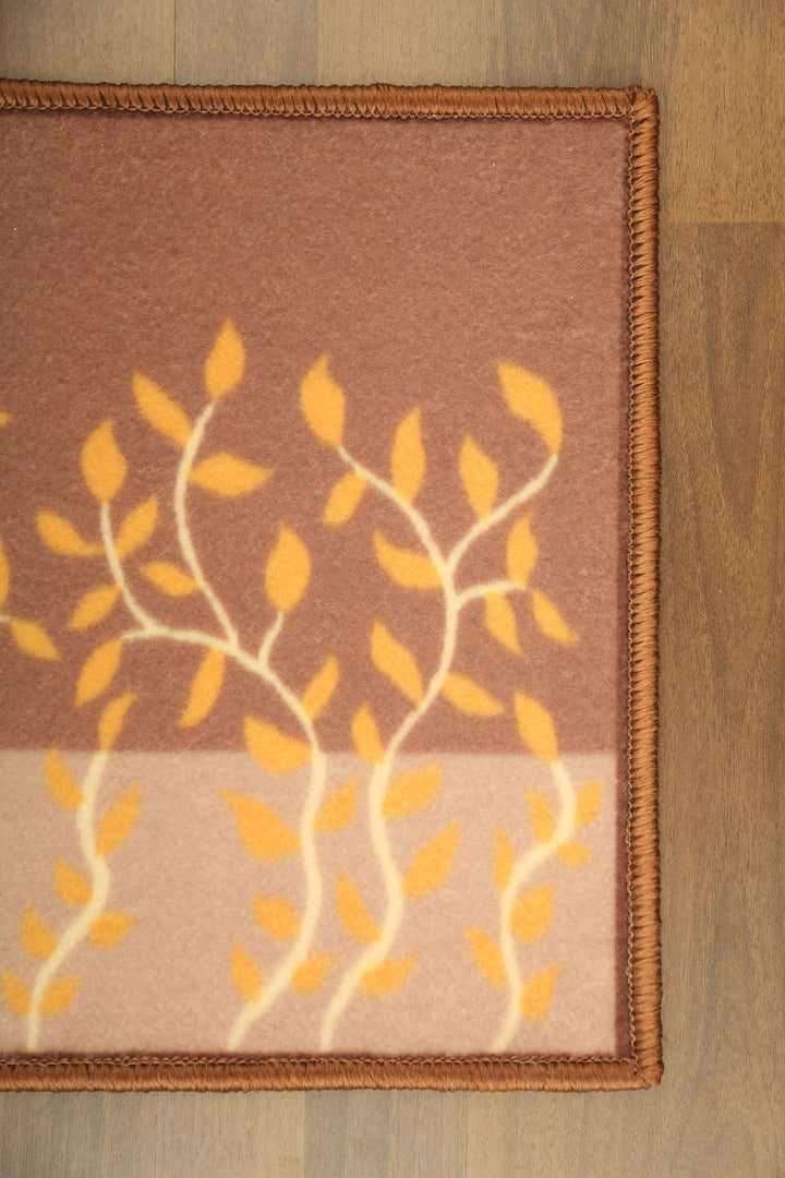 Dark Brown with Light Brown Tree Print Non Woven Door Mat with Anti Slip TPR Backing For Everyday Use