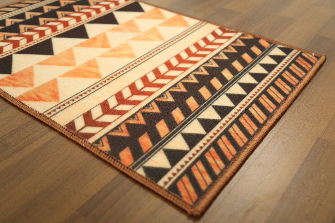 Multi Color Tribal Print Non Woven Door Mat with Anti Slip TPR Backing For Everyday Use