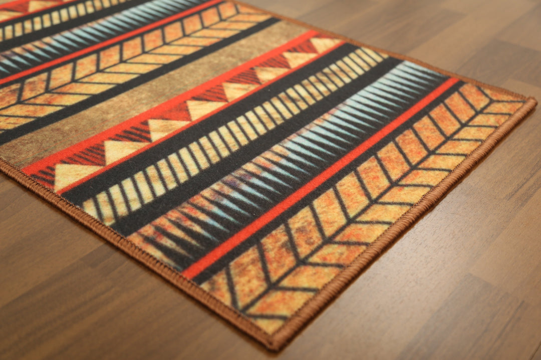 Multi Color Tribal Print Non Woven Door Mat with Anti Slip TPR Backing For Everyday Use