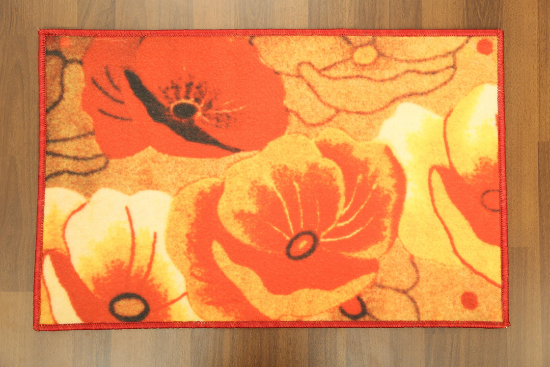 Multi Color Flowers Print Door Mat