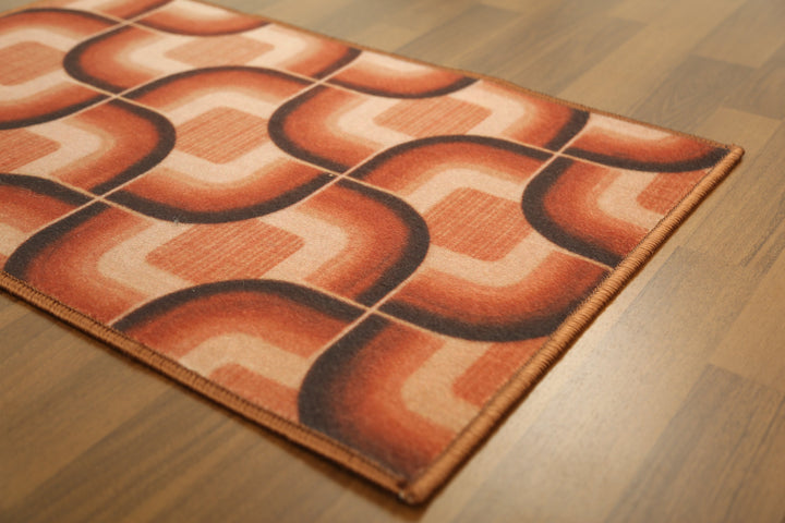 Brown  Geometric Print Non Woven Door Mat with Anti Slip TPR Backing For Everyday Use