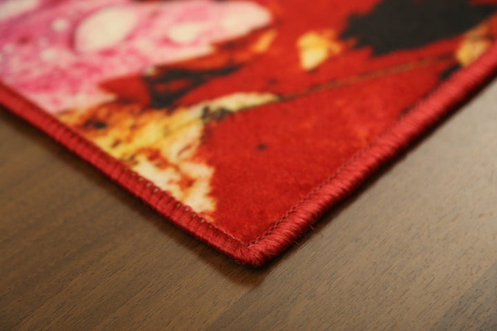 Multi Color Leaves Print Non Woven Door Mat with Anti Slip TPR Backing For Everyday Use