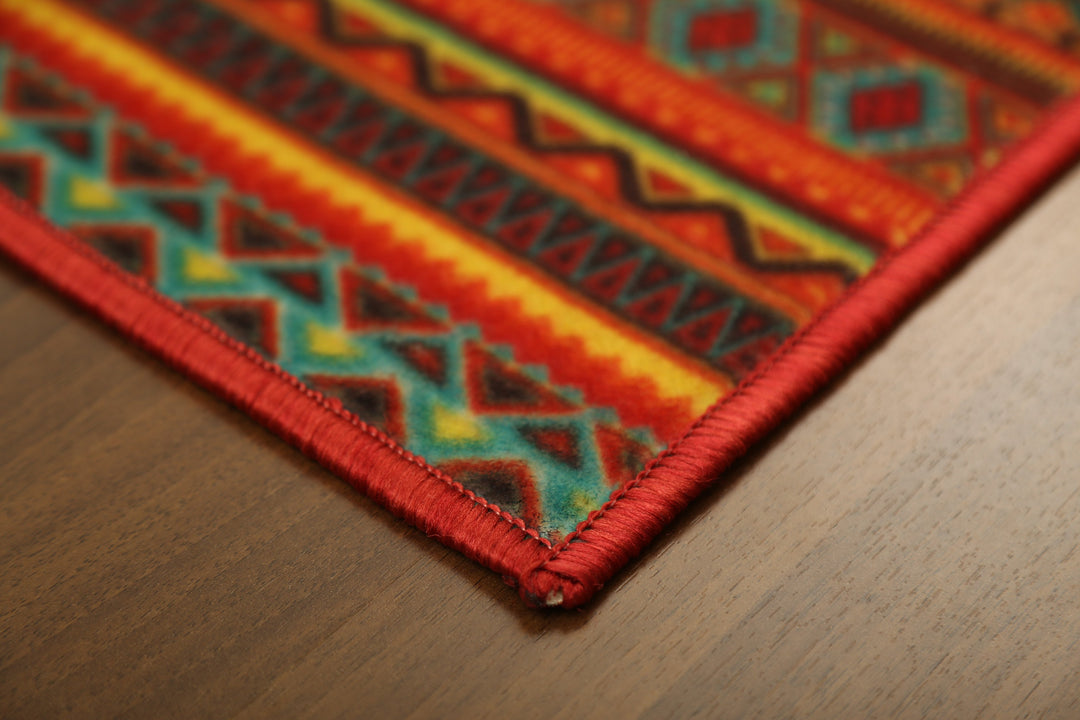 Multi Color Strips Print Non Woven Door Mat with Anti Slip TPR Backing For Everyday Use