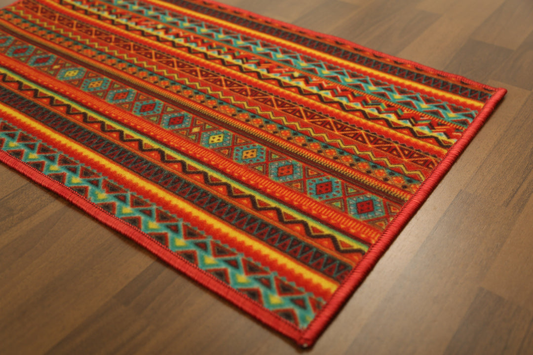 Multi Color Strips Print Non Woven Door Mat with Anti Slip TPR Backing For Everyday Use