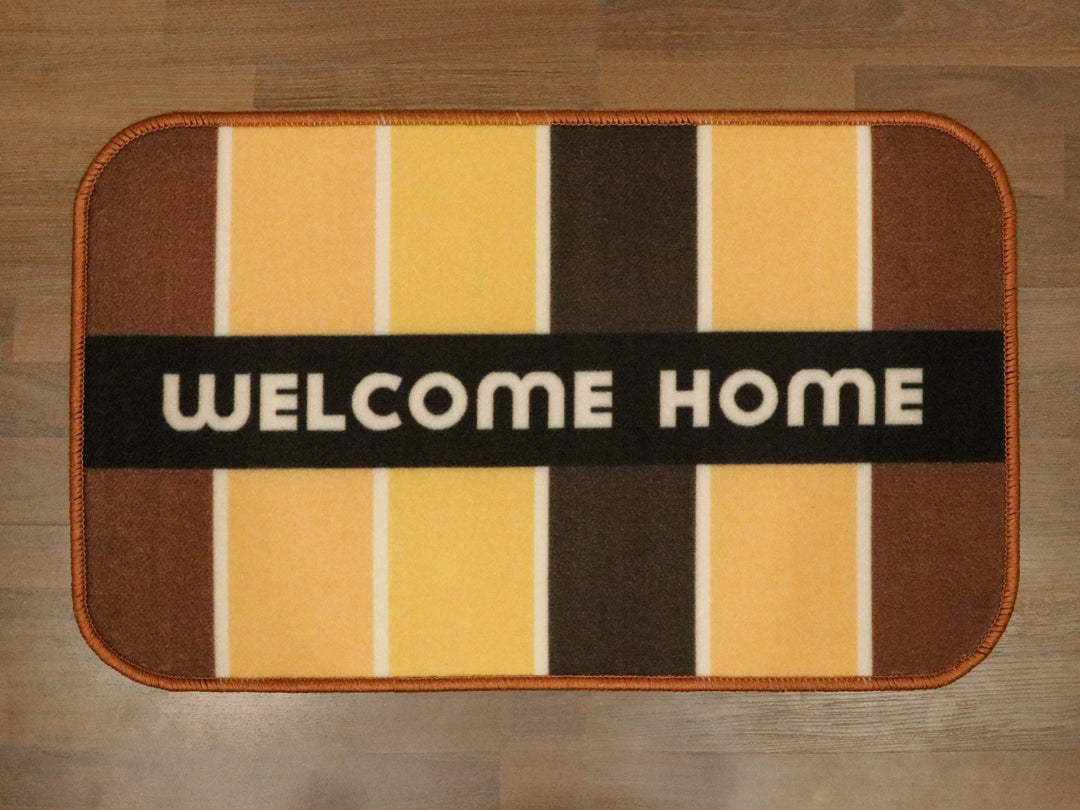 Multi Color Striped With Welcome Home Print Door Mat