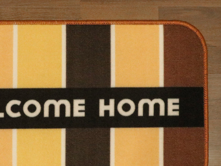 Multi Color Striped With Welcome Home Print Door Mat