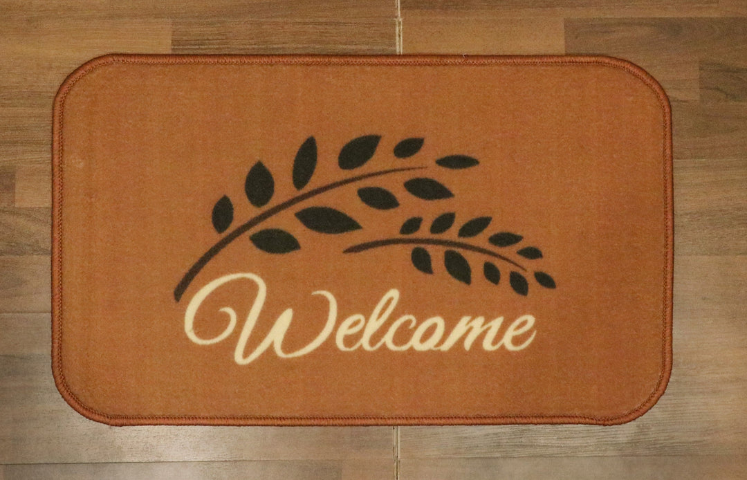 Brown with Multi Color Welcome Home Print Non Woven Door Mat with Anti Slip TPR Backing For Everyday Use
