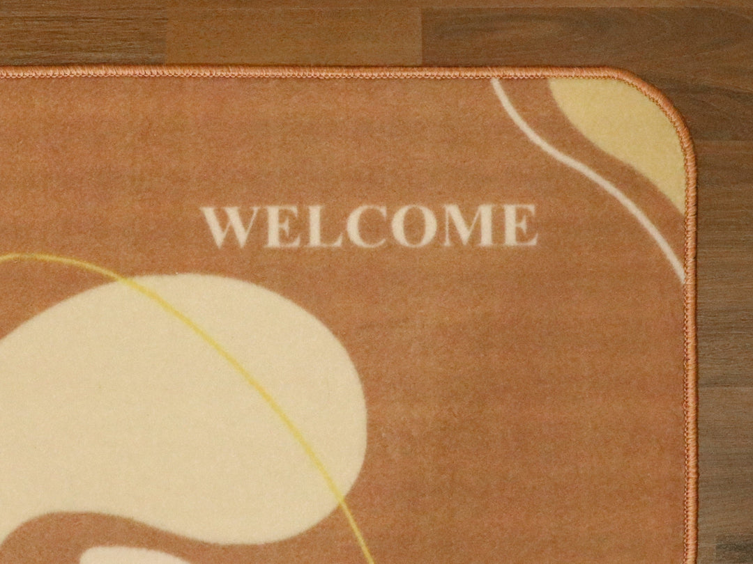 Brown with Beige Welcome Print Non Woven Door Mat with Anti Slip TPR Backing For Everyday Use