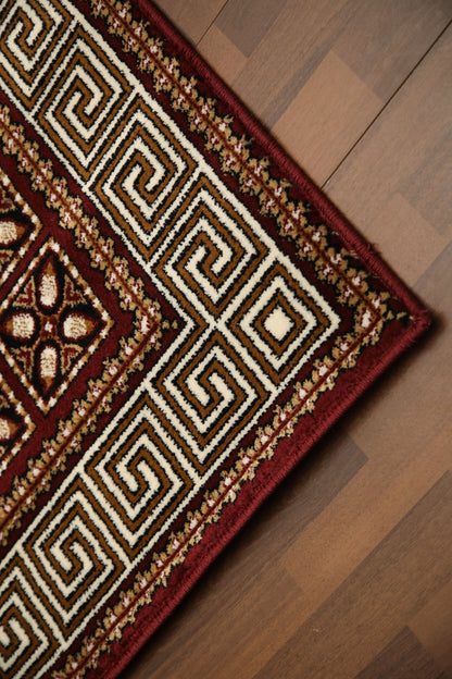 Maroon & Beige Traditional Design Rug