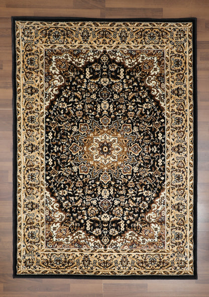 Black Multi Color Medallion Design Rug
