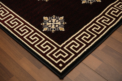 Maroon & Beige Traditional Design Rug