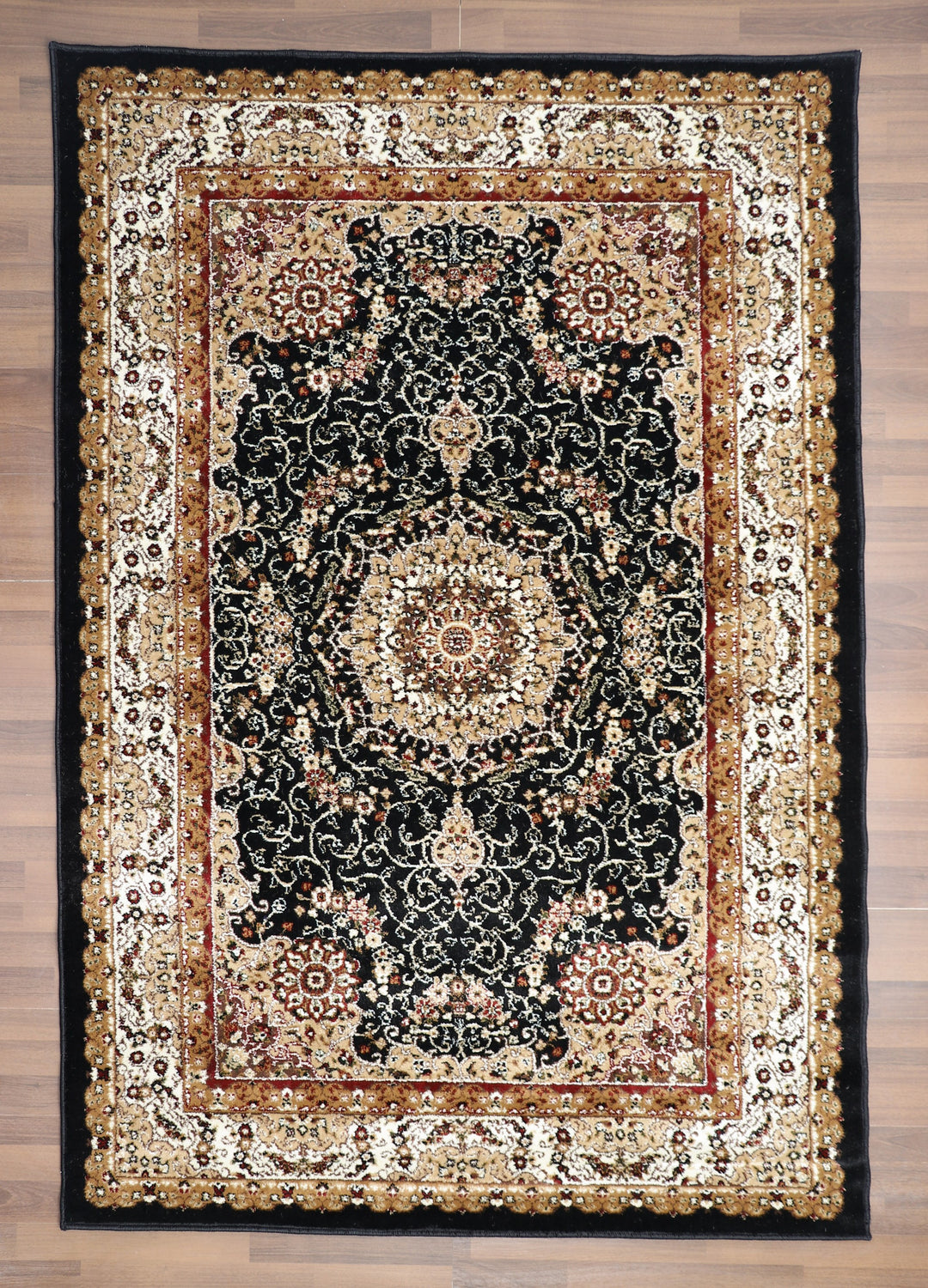 Multi Color Medallion Rectangle Woven Rug with Jute & Polyester Backing
