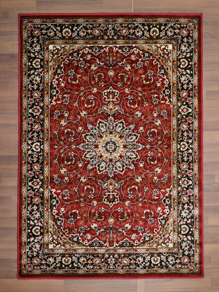 Maroon And Beige Traditional Design Rug