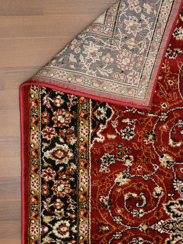 Maroon And Beige Traditional Design Rug