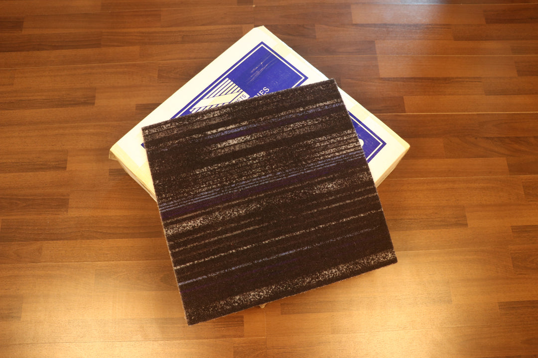 Black Color Base with Multi Color Strips Printed Non Woven Tufted Tile for Everyday Use