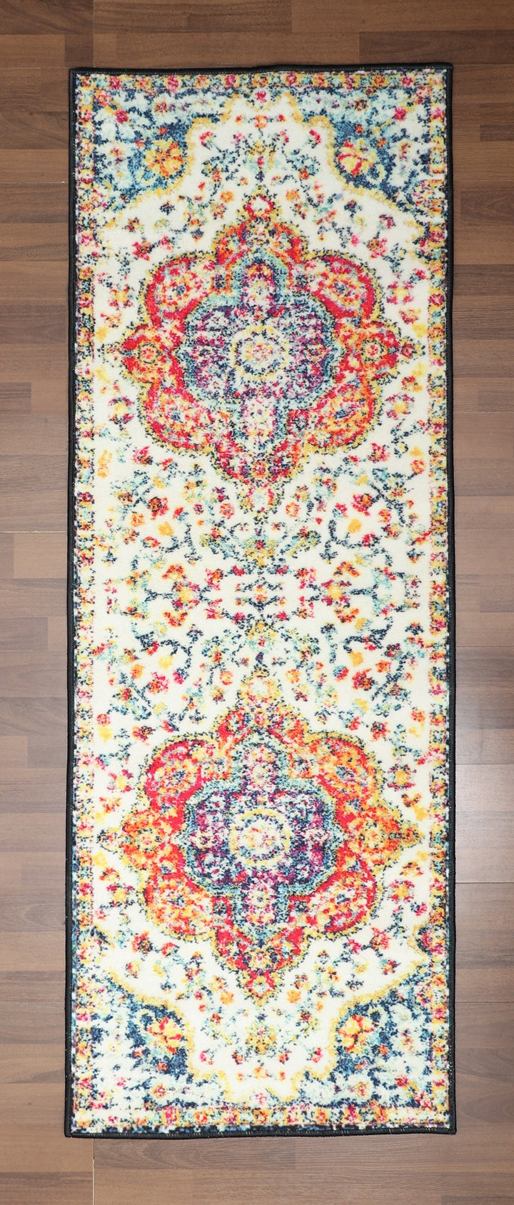 Multi Color Floral Print Non Woven Runner with Non Slip TPR Backing