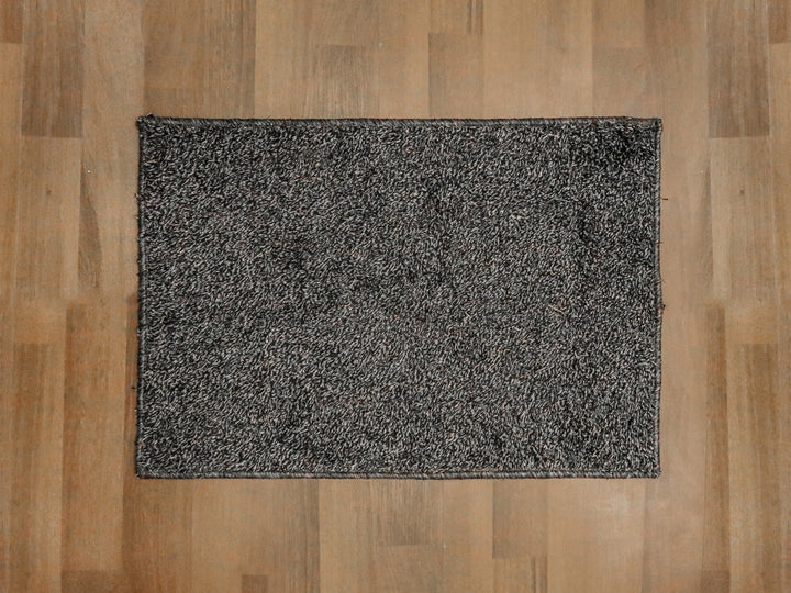 Black Fancy Cotton Shaggy Rectangle Soft and Thick Mat with TPR Backing