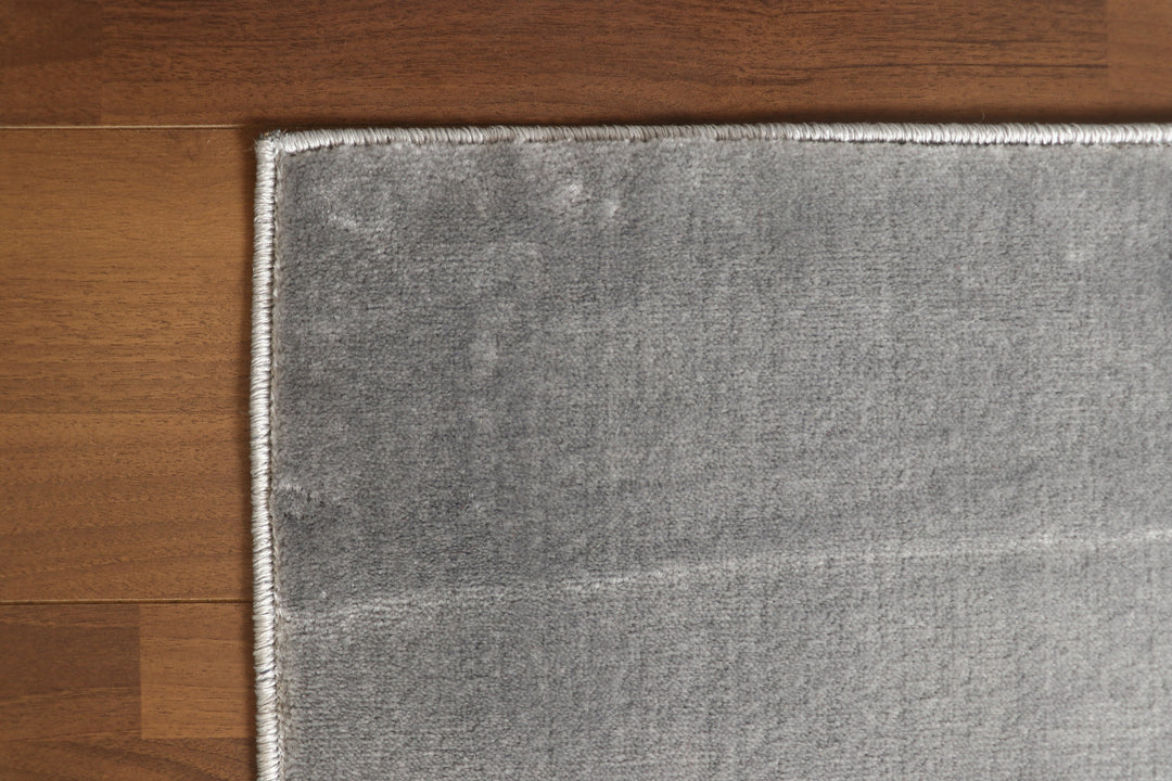 Grey Plain Printed Rectangle Woven Rug with Jute & Polyester Backing