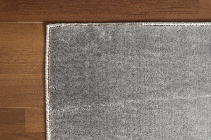 Grey Plain Printed Rectangle Woven Rug with Jute & Polyester Backing