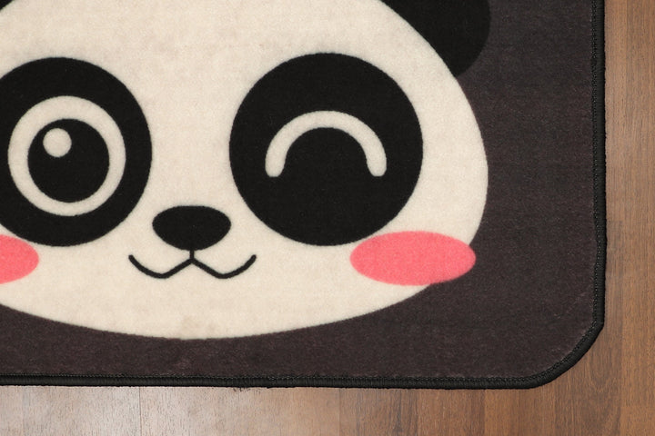 Black Multi Color Panda Print Door Mat