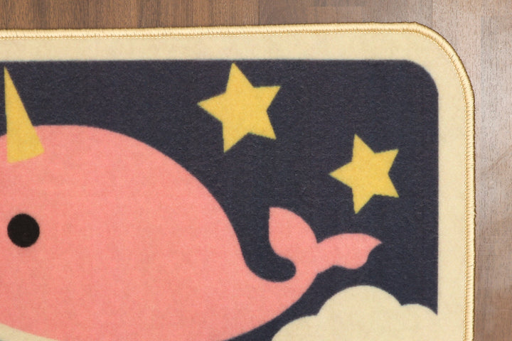 Multi Color Whale Print Non Woven Kids Door  Mat with Non-Slip TPR Backing