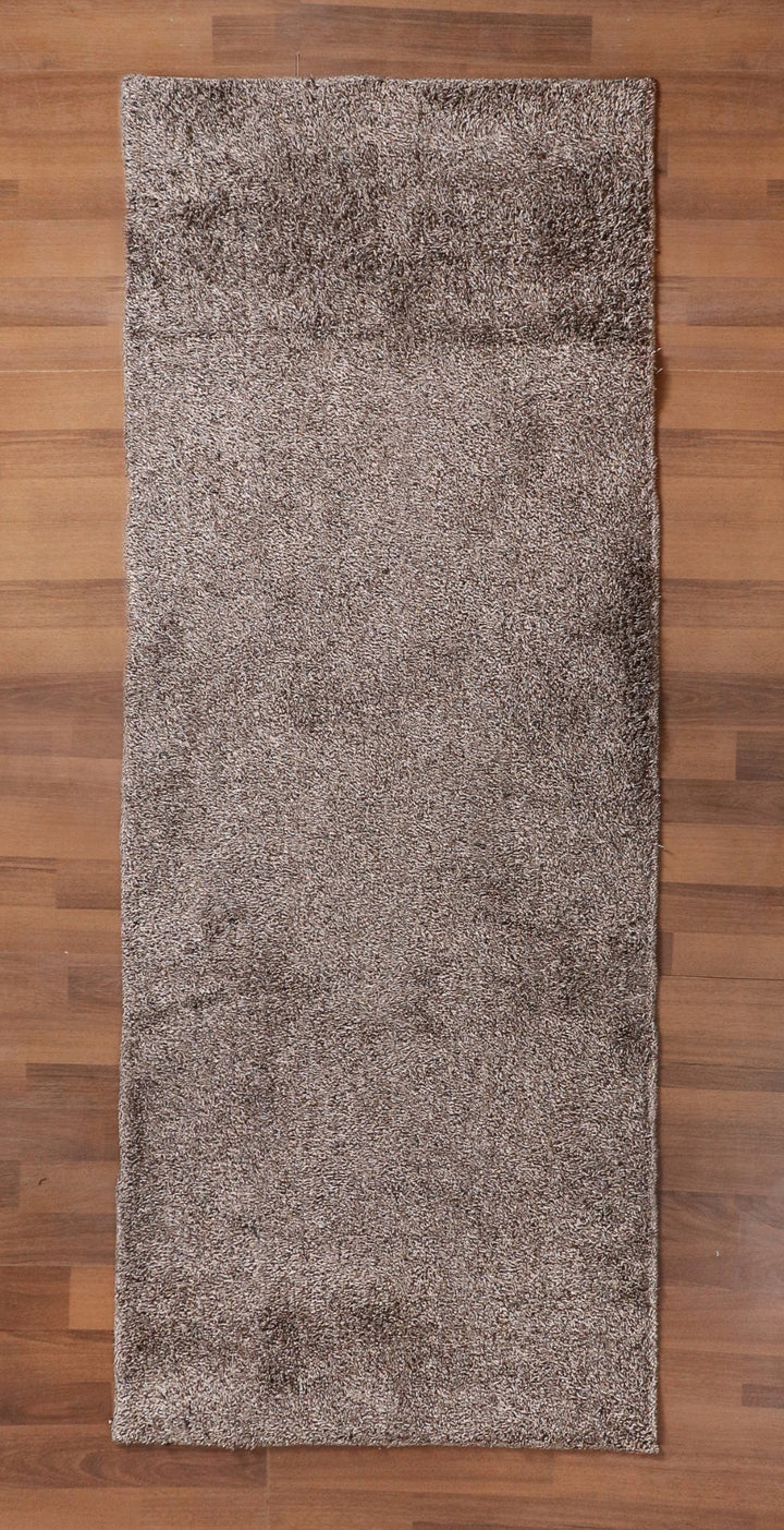 Brown Fancy Cotton Shaggy Soft and Thick Runner with TPR Backing