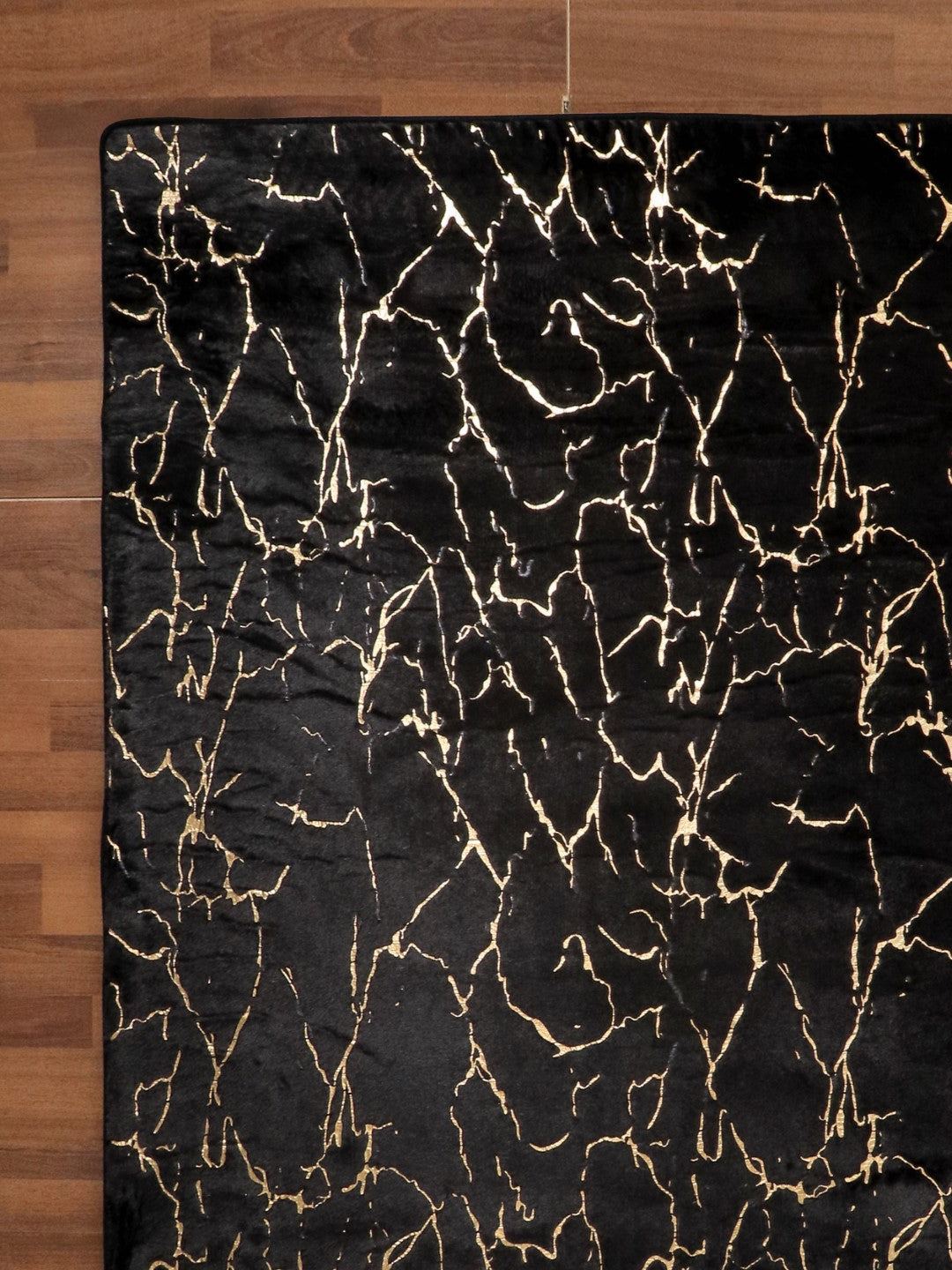 Black and Gold Abstract Engraved Fancy Rug